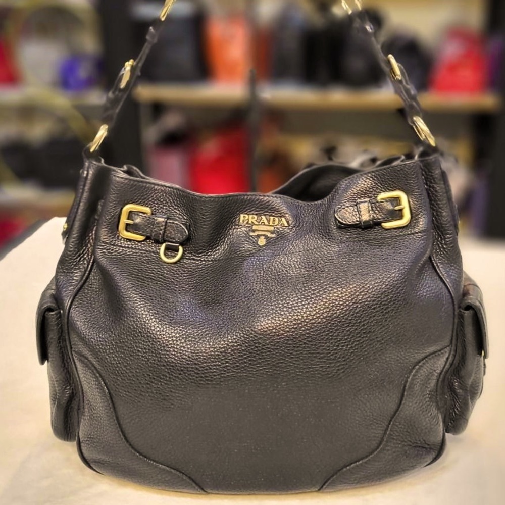 Prada Side Pockets Hobo Vitello Daino